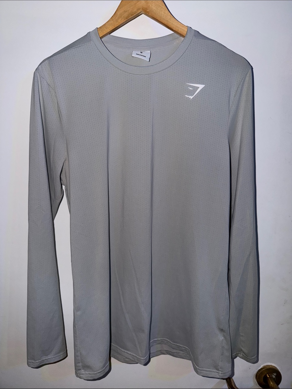 Gymshark Men’s Long Sleeve Crew Shirt in Light Gray base layer